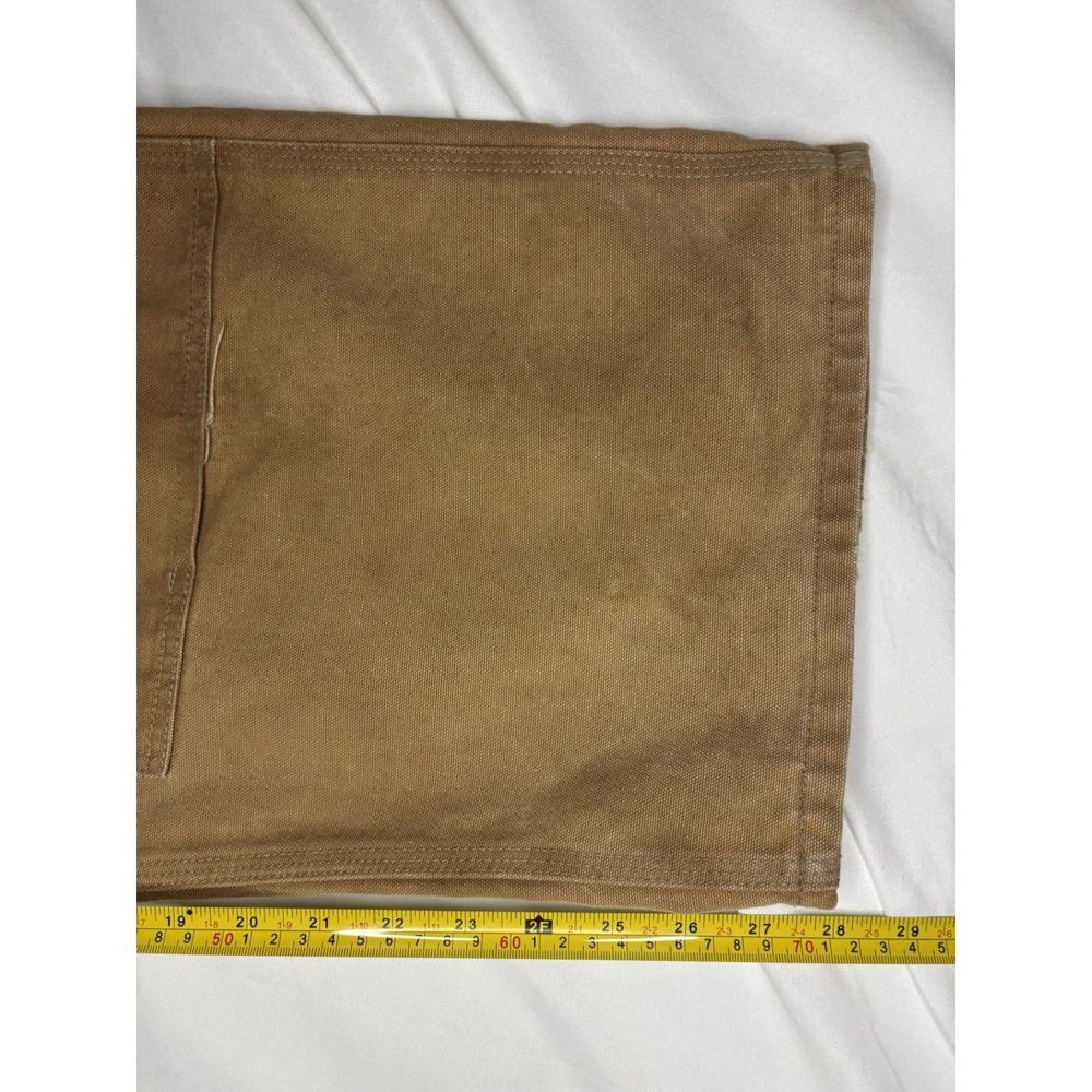 Vintage Carhartt Men's R01BRN Duck Bib Overall 44x30 Tan Double Knee Made in USA - Picture 6 of 8